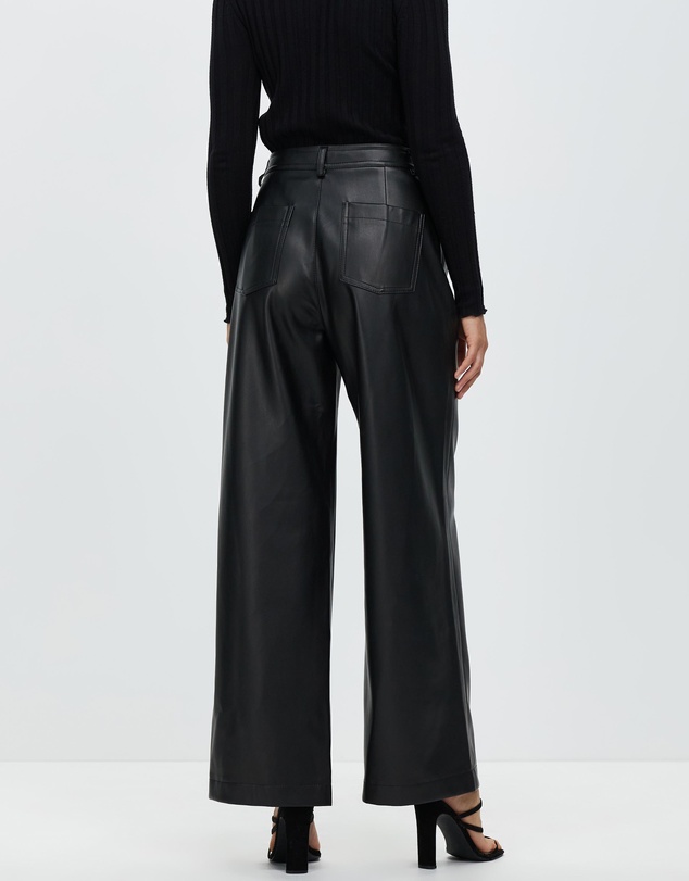 Atmos&Here - Ciara Wide Leg Leather Look Pants