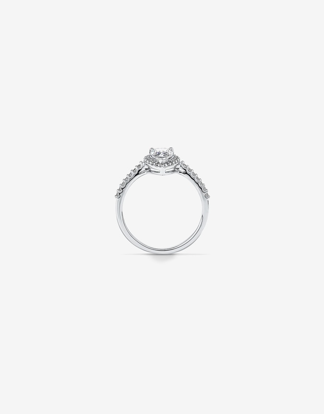 Michael Hill - Pear Shaped Cubic Zirconia Halo and Side Accent Ring in Sterling Silver