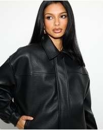 Dazie - Cool Nights Oversized Pebbled Leather Look Jacket