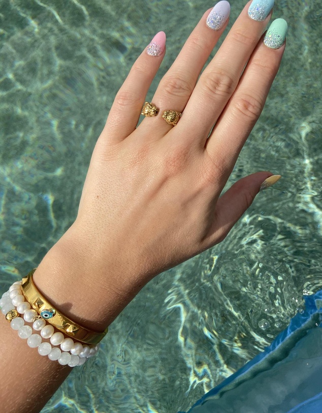 Nialaya Jewellery - Wristband with Pearl and Gold