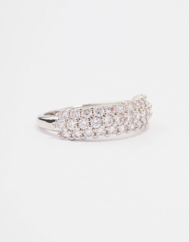 Lovisa - Silver Slim Cubic Zirconia Band Ring