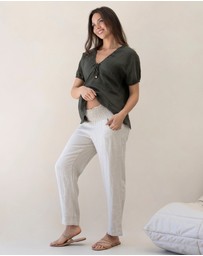 Angel Maternity - Pamela Linen Tailored Maternity Pants