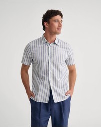 Oxford - Leyton Short Sleeve Stripe Linen Shirt