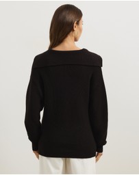 Atmos&Here - Natalie Oversized V-Neck Knit Jumper