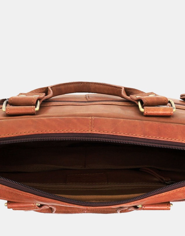 Pierre Cardin - Pierre Cardin Multi-Compartment Leather Computer Bag