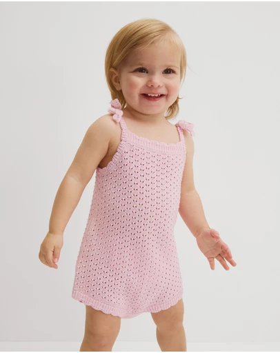 Country Road - Sleeveless Scallop Knit Romper