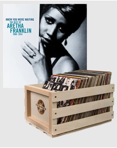 Sony Music - Crosley Record Storage Crate Aretha Franklin Knew You Were Waiting: the Best Of Aretha Franklin 1980-2014 Vinyl Album Bundle