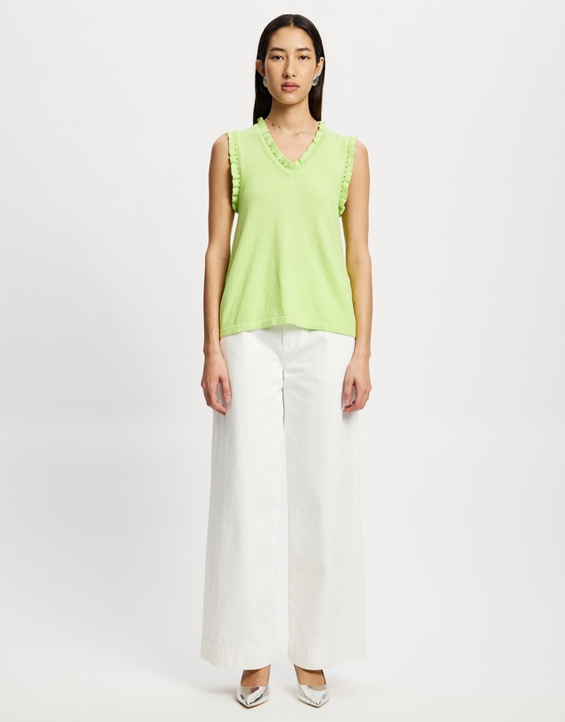 Lindsay Nicholas New York - Frill V-Neck Shell Top
