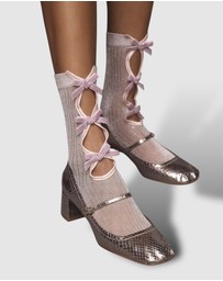 High Heel Jungle - Lurex Velvet Bow Socks
