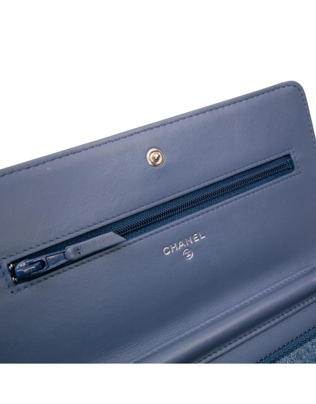 Pre-Loved by Azura Reborn - Pre-Loved Quilted Denim Camellia Wallet On Chain Denim