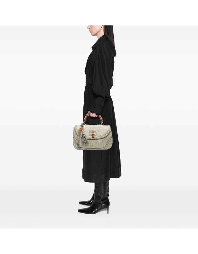 Pre-Loved by Azura Reborn - Pre-Loved Large Speckled Leather New Bamboo Top Handle Bag