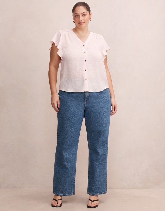 Forever New Curve - Cecilia Curve Flutter Sleeves Blouse
