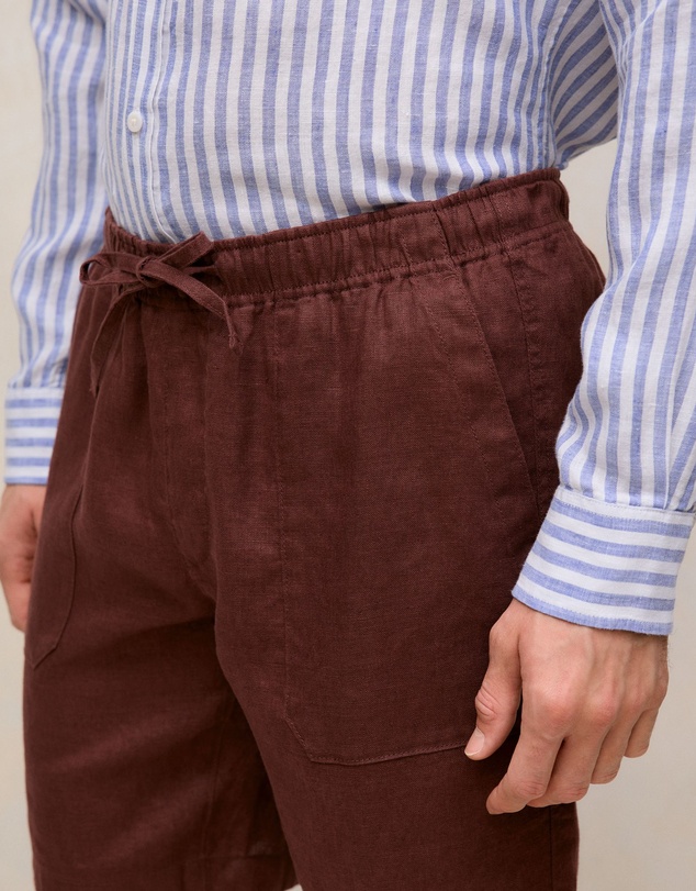 Trenery - Linen Patch Pocket Drawcord Short in Espresso