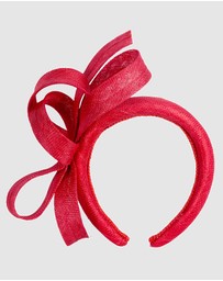 Max Alexander - Red Sinamay Bow Racing Fascinator Headband