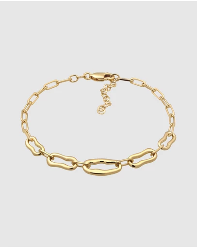Elli Jewelry - Sculpted Organic Link Bracelet in Gold-Plated 925 Silver
