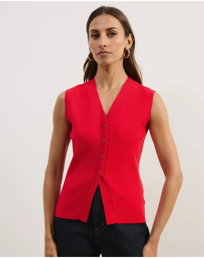 Atmos&Here - Noel V-Neck Sleeveless Knit Cardigan