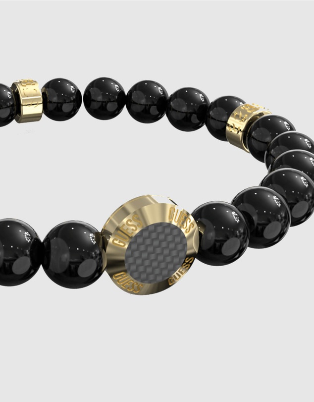 GUESS - Race Tager - Black & Gold Tone Bracelet