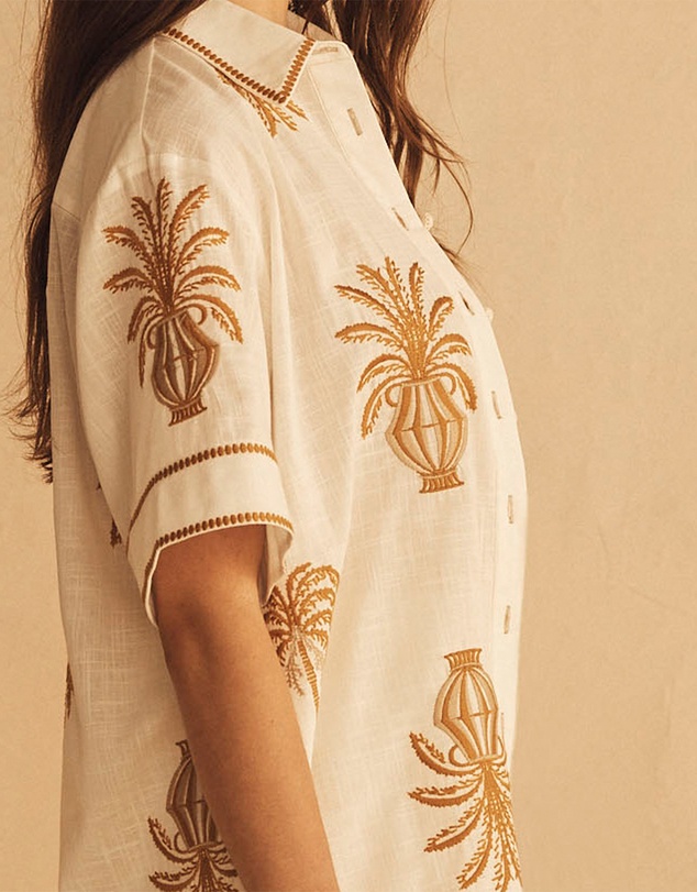 AUR OCEA - Dalla Palma Embroidered Cuffed Short Sleeve Shirt