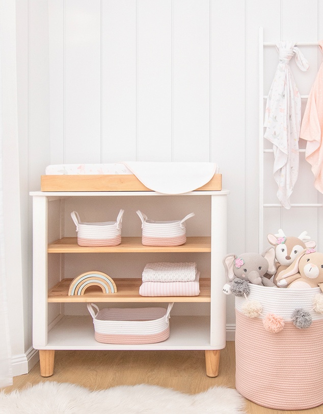 Living Textiles - 3 Pc Cotton Rope Storage Set - Blush/White