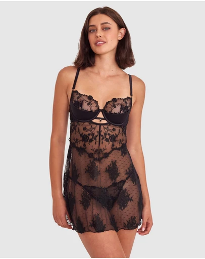 Bras N Things - Vamp All Yours Push Up 1/4 Cup Babydoll - Black
