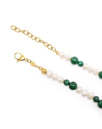 Nialaya Jewellery - Pearl Choker With Green Aventurine and Malachite