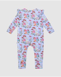Fleur Harris - 'Curious Bunny' Precious Frill Coverall in Cornflower Check