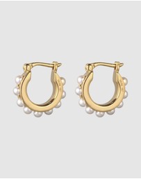 Elli Jewelry - Earrings Hoops Pearl Bridal 925 Sterling Silver Gold-Plated