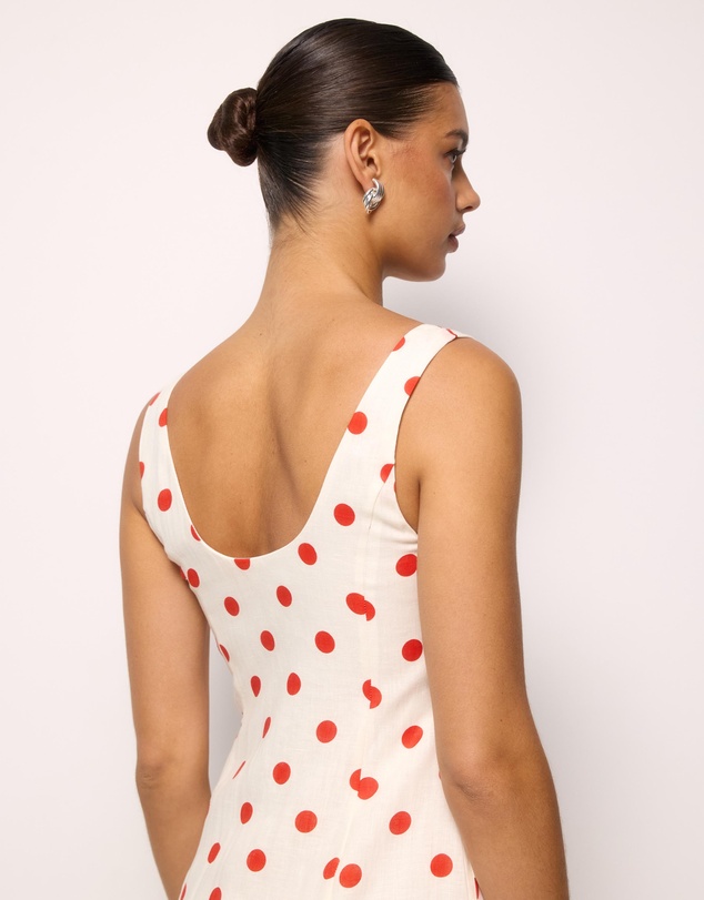 AERE - Ava Polka Dot Linen Maxi Dress
