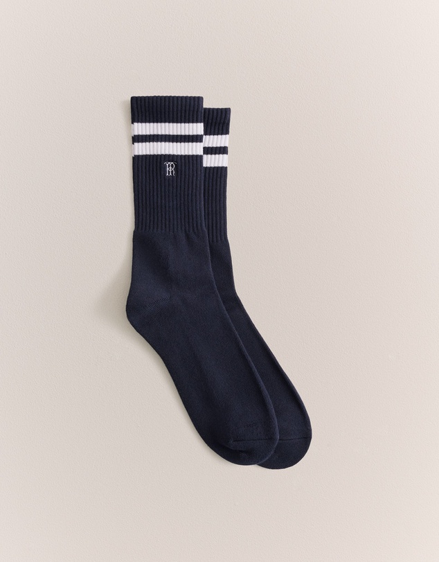 Trenery - Monogram Rib Sport Sock in Navy