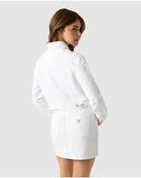 GUESS Jeans - GUESS JEANS Cropped Zipped Trucker Jacket