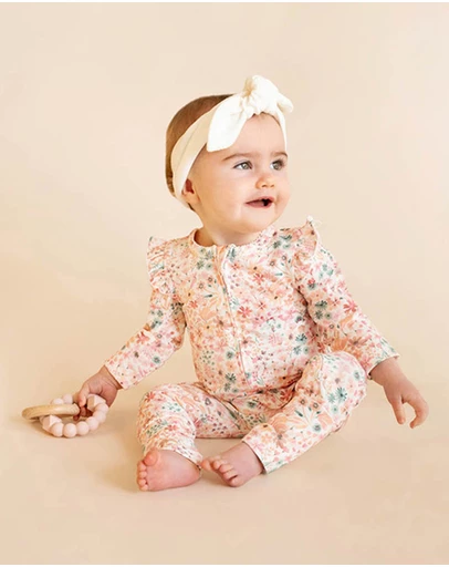 Bebe by Minihaha - Fern Floral Organic LS Zipsuit - Babies