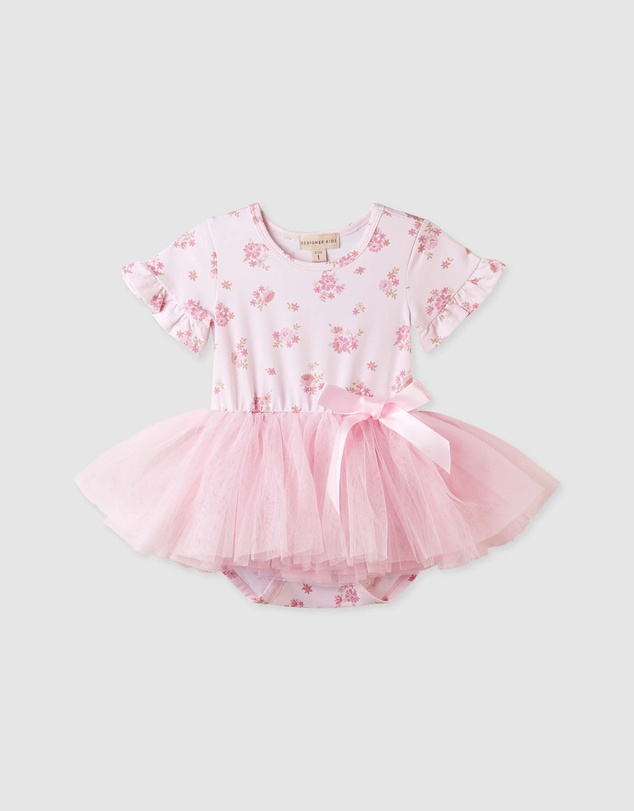 Designer Kidz - Bella Floral S/S Tutu Romper