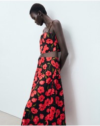 M.N.G - Floral-Print Flared Skirt