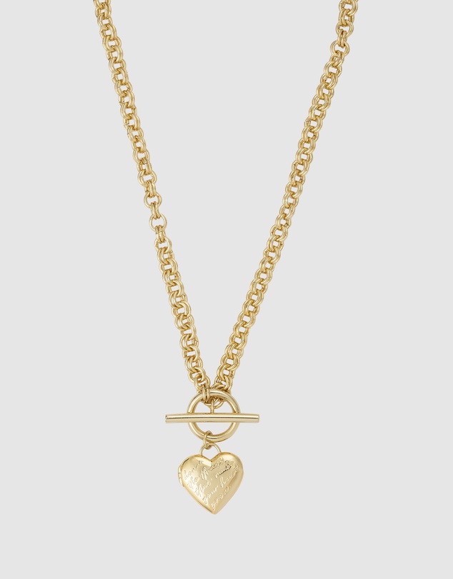 Wanderlust + Co - Honor Heart Mantra Gold Locket Necklace