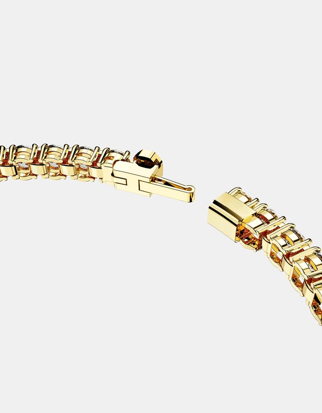 Swarovski - Matrix Tennis bracelet, Round cut, White, Gold-tone plated