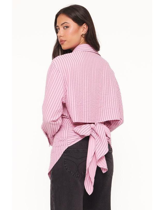 Petal & Pup - Fawna Tie Back Shirt - Pink Stripe