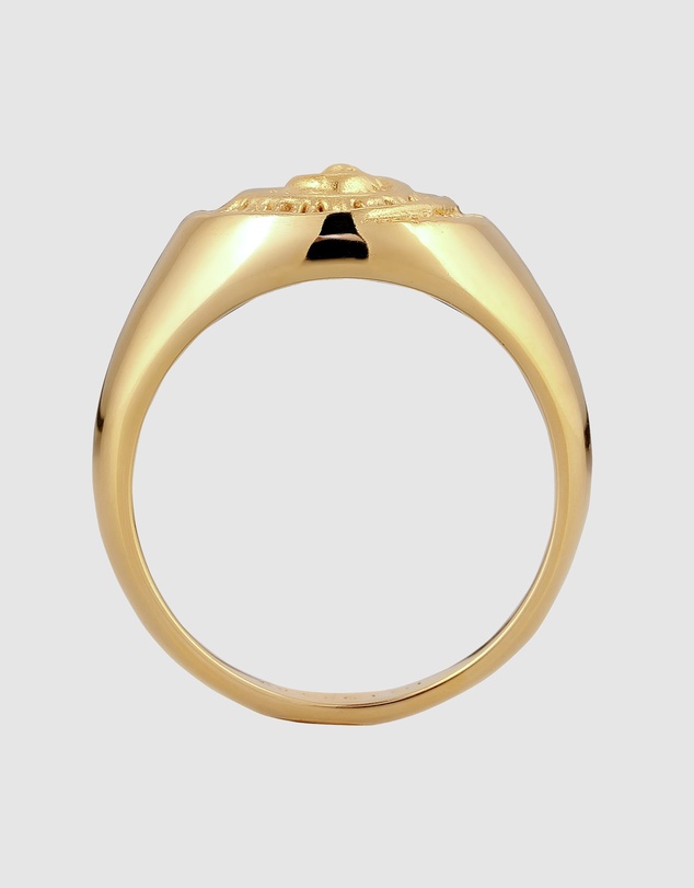 Kuzzoi - ICONIC EXCLUSIVE - Signet Ring with Spiral Shell Emblem in Gold-Plated 925 Sterling Silver
