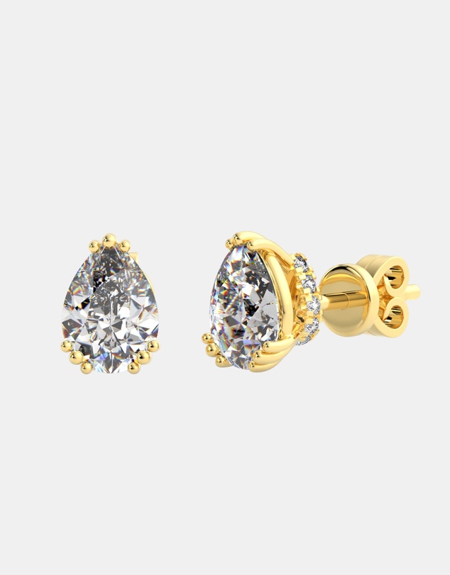 Georgini - Georgini Elegant Essentials 7mm Pear Cut Hidden Halo Stud Gold