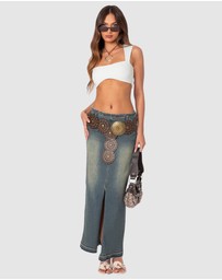 EDIKTED - Lexy Washed Denim Maxi Skirt