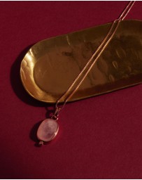 Najo - Fleur Rose Gold Rose Quartz Necklace (45cm+ext)