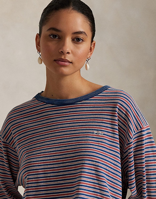 Polo Ralph Lauren - Striped Jersey Cropped Long-Sleeve Tee