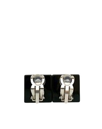 Pre-Loved by Azura Reborn - Pre-Loved CC Resin Rhinestone Square Clip On Earrings
