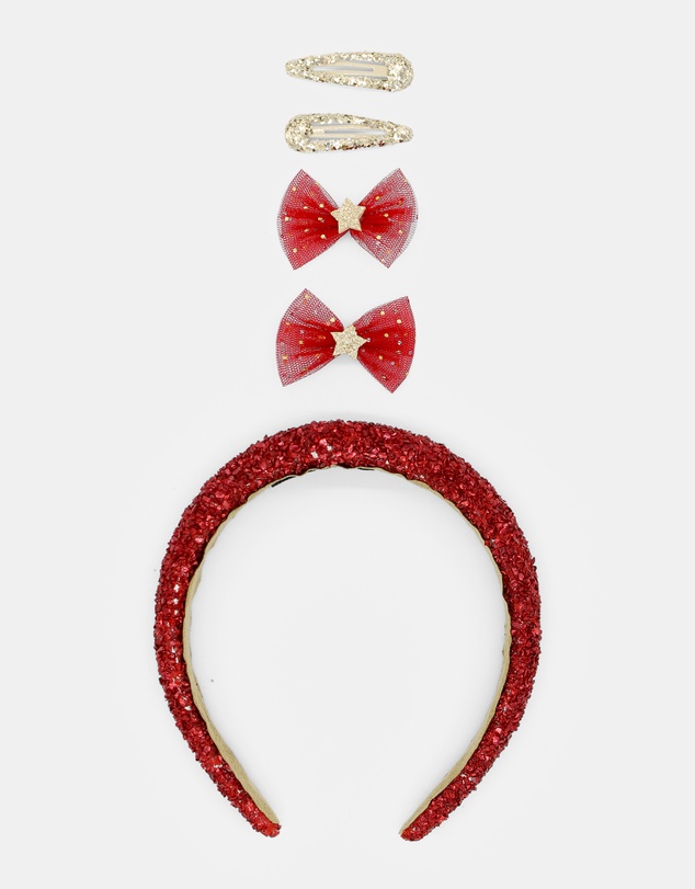 Morgan & Taylor - Noel Kids Clip Set in Sparkling Red and Gold