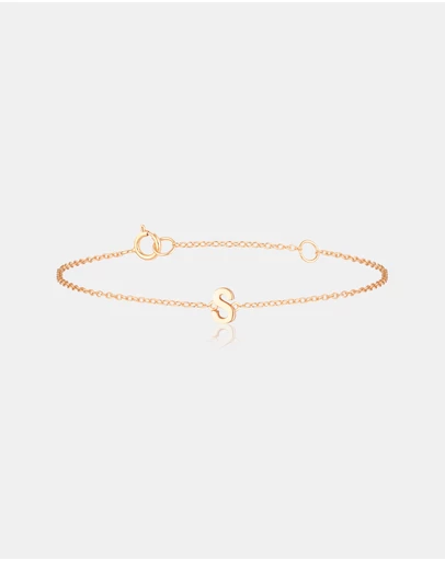 The Silver Collective - Petite A-Z Letter Bracelet - S