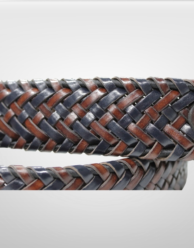 DENTS - Woven Leather Belt with Satin Nickel Buckle