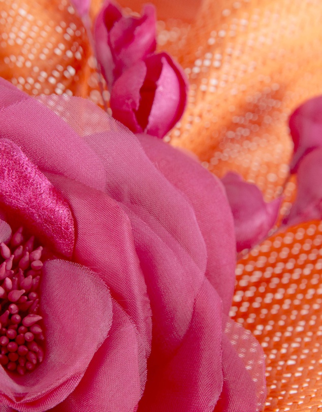 Fillies Collection - Bespoke Sculpted Orange Fuchsia Racing Fascinator