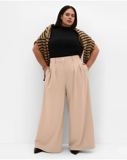 City Chic - Plus sizeAbbigail Wide Leg Pant - taupe