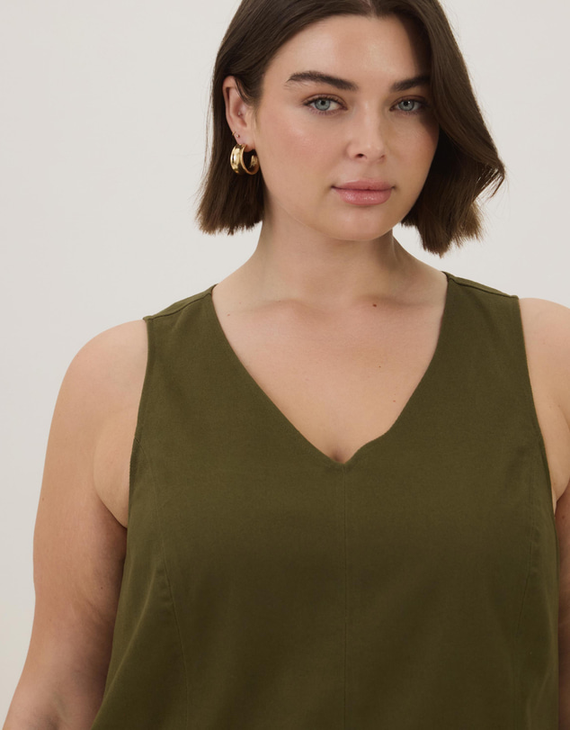 Atmos&Here Curvy - Caity Cotton Twill A-Line Mini Dress
