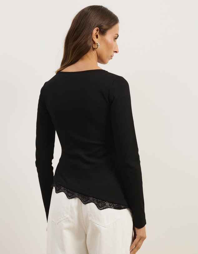 Atmos&Here - Sienna Lace Jersey Long Sleeve Top