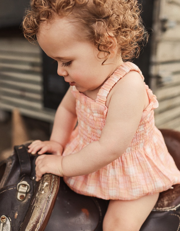 Kynd Baby - Shirred Romper in Check